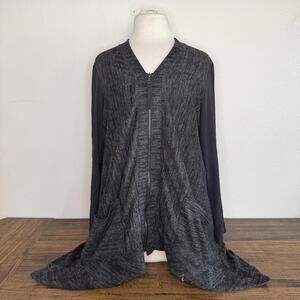 Lori Goldstein Charcoal Gray Zip Front Cardigan Sweater Small